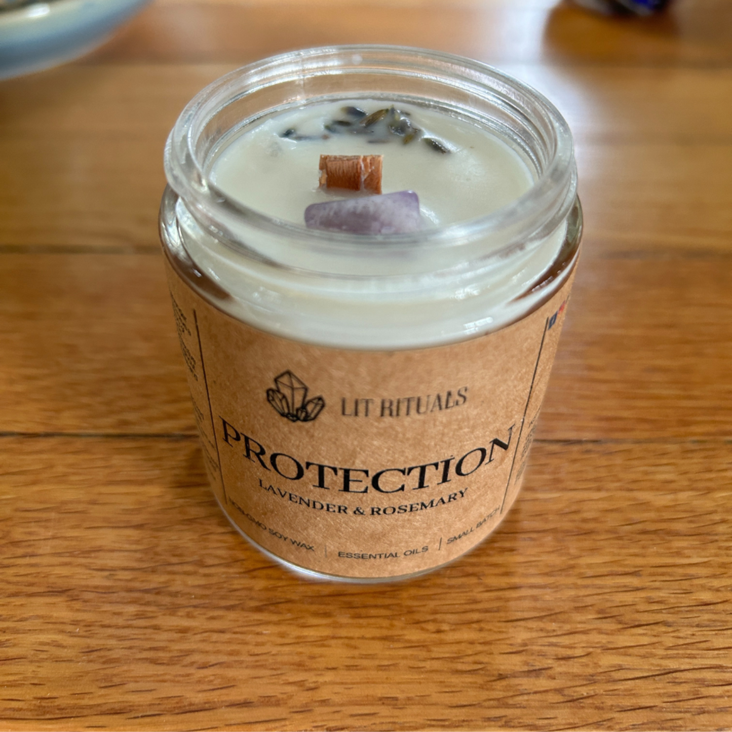 lavender and rosemary scent candle for protection