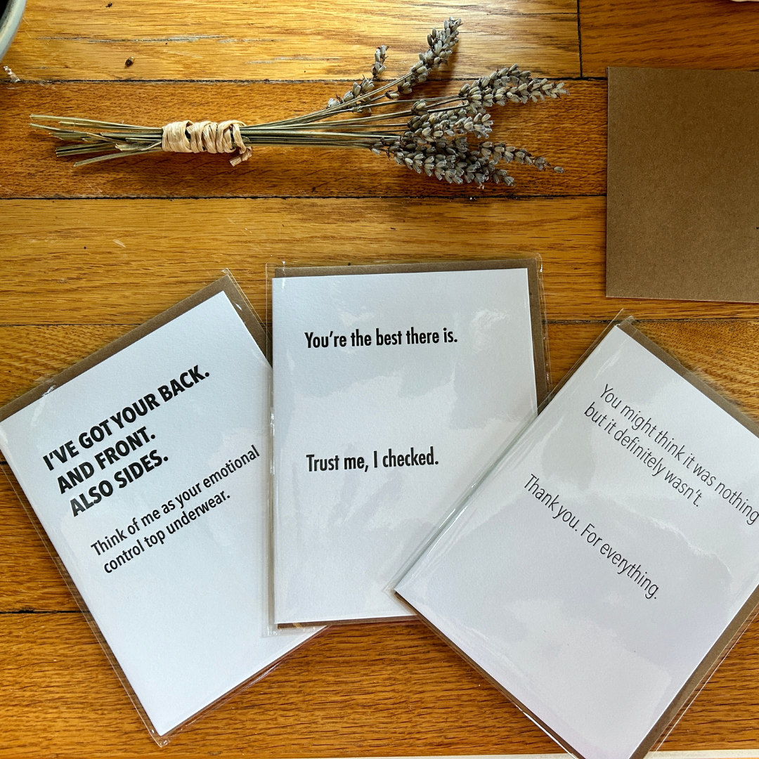 Set of 3 supportive greeting cards