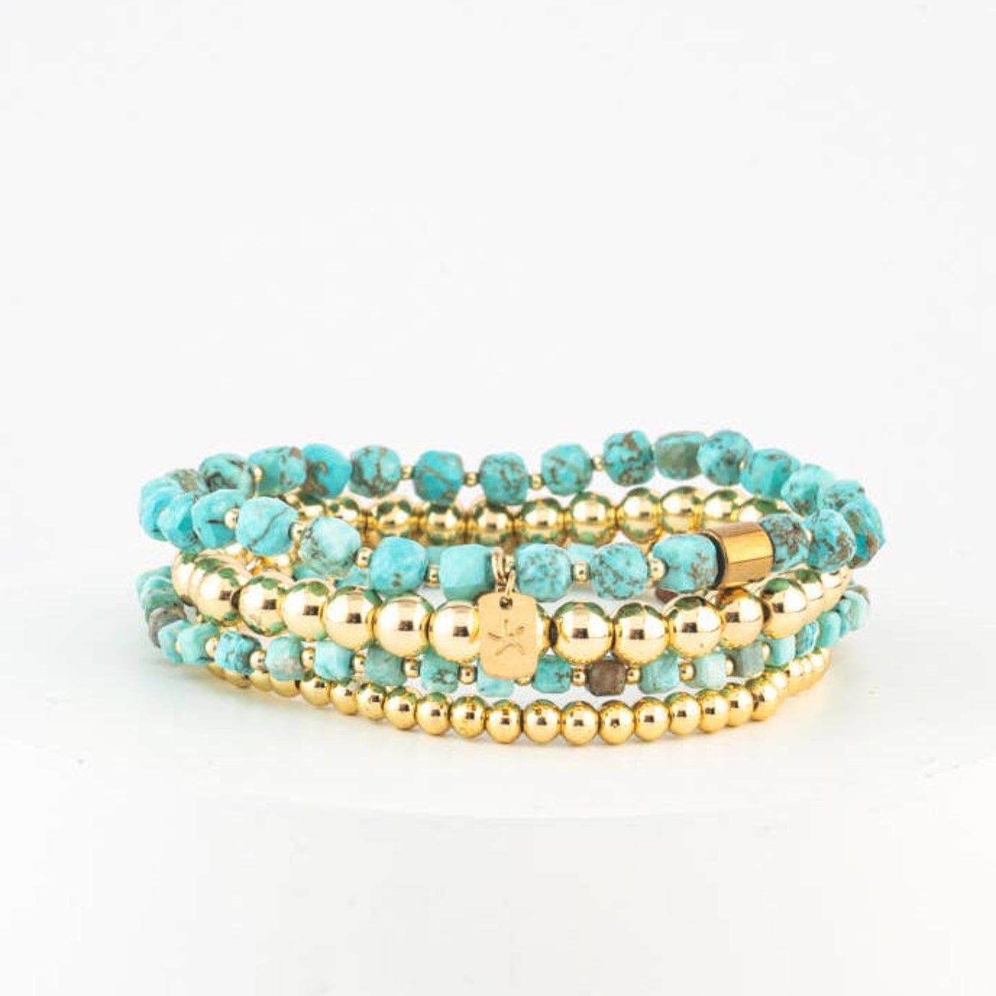 turquoise and gold stretch bracelet