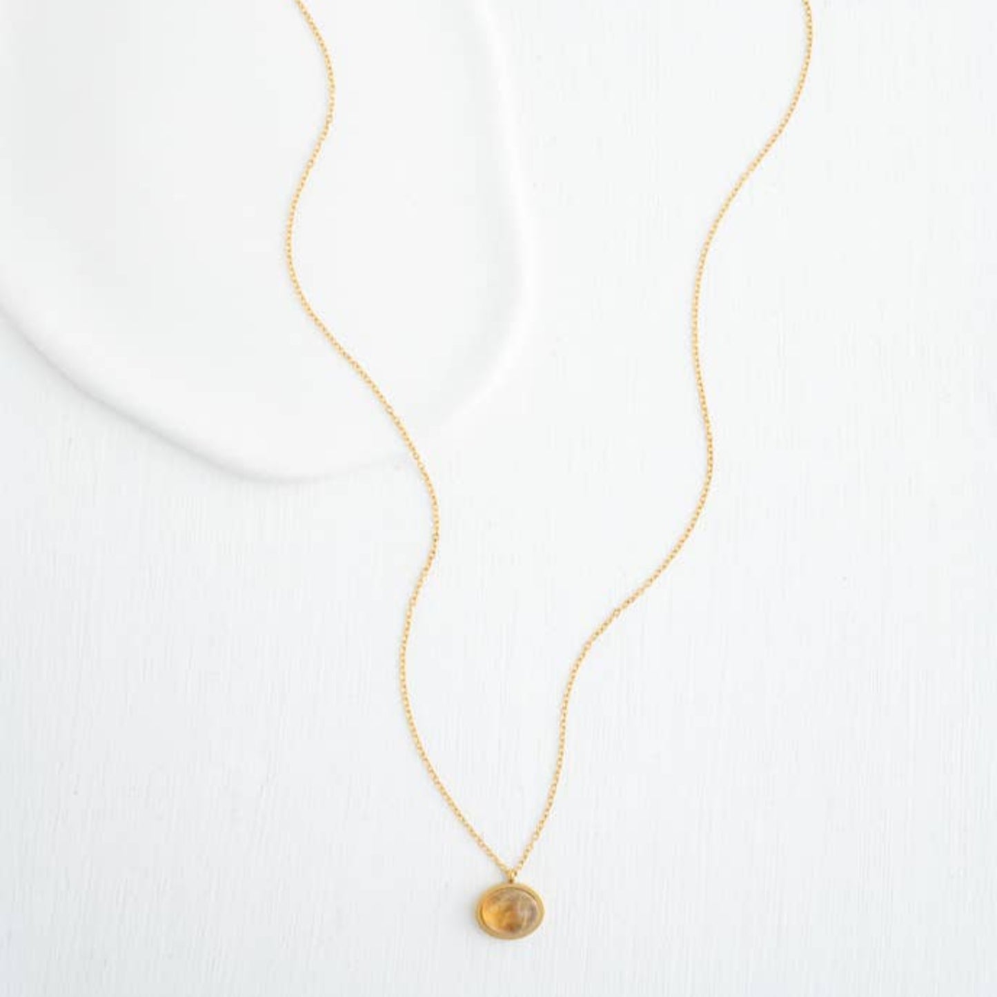 citrine gold plated pendant necklace