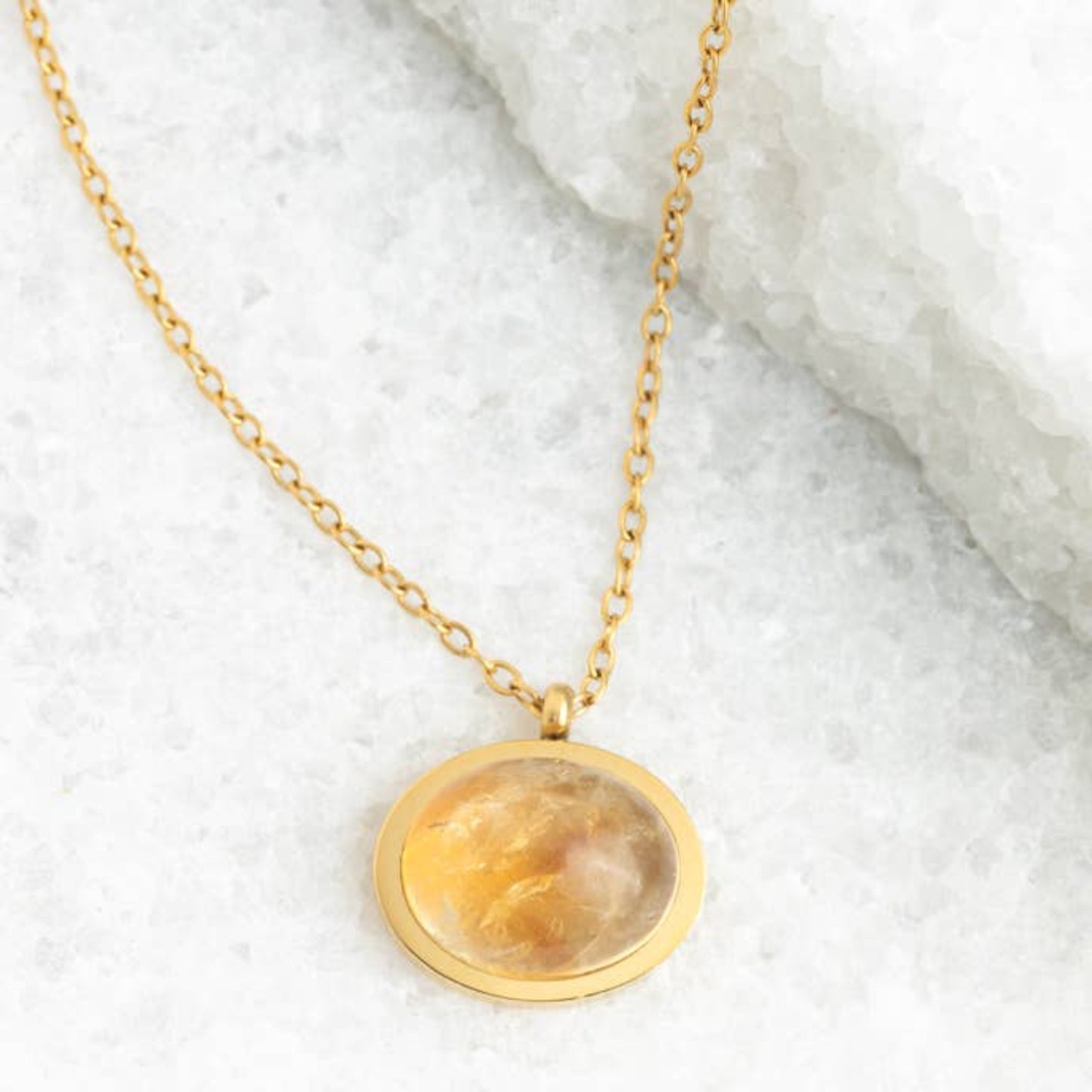 citrine pendant necklace gold plated