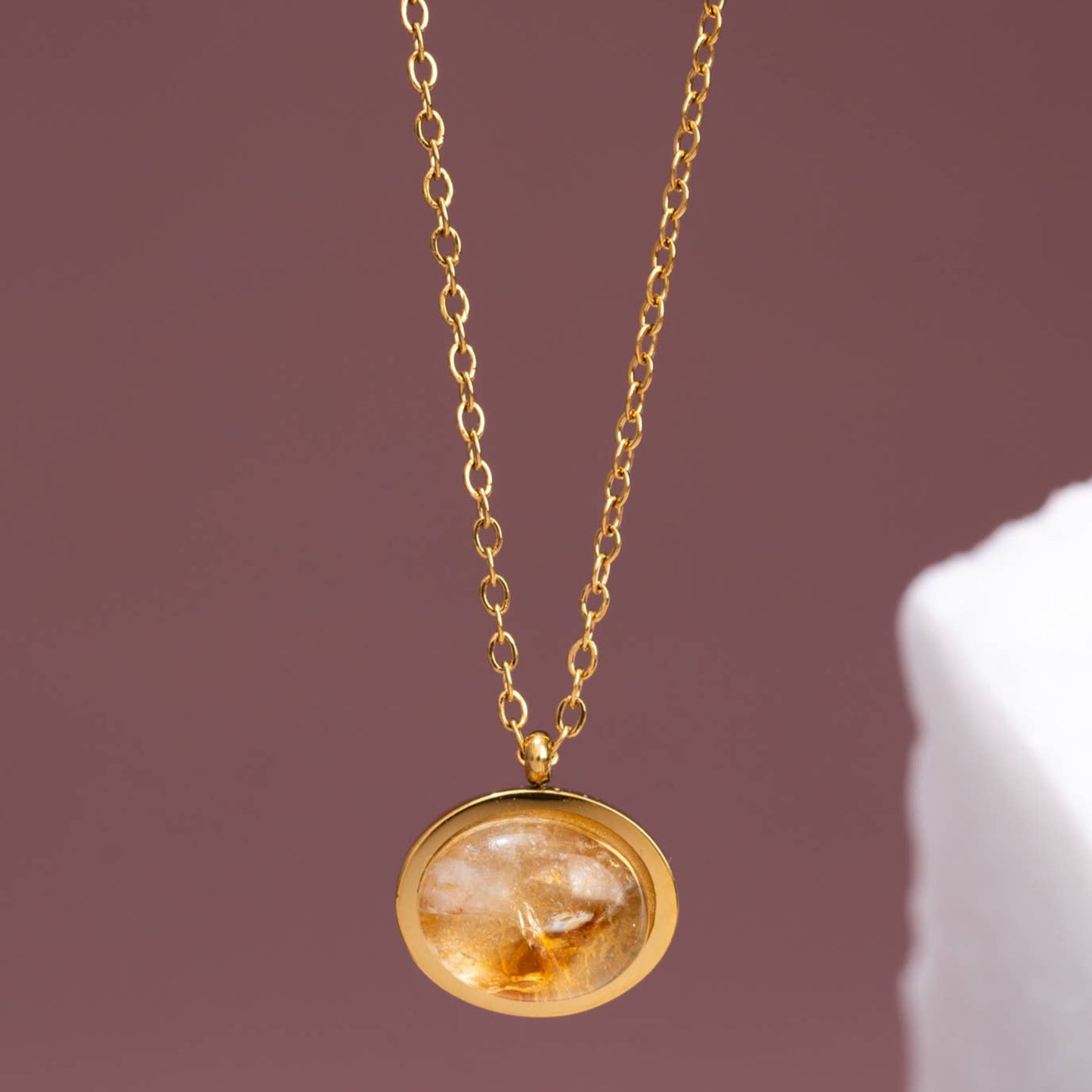 pendant citrine gold plated necklace