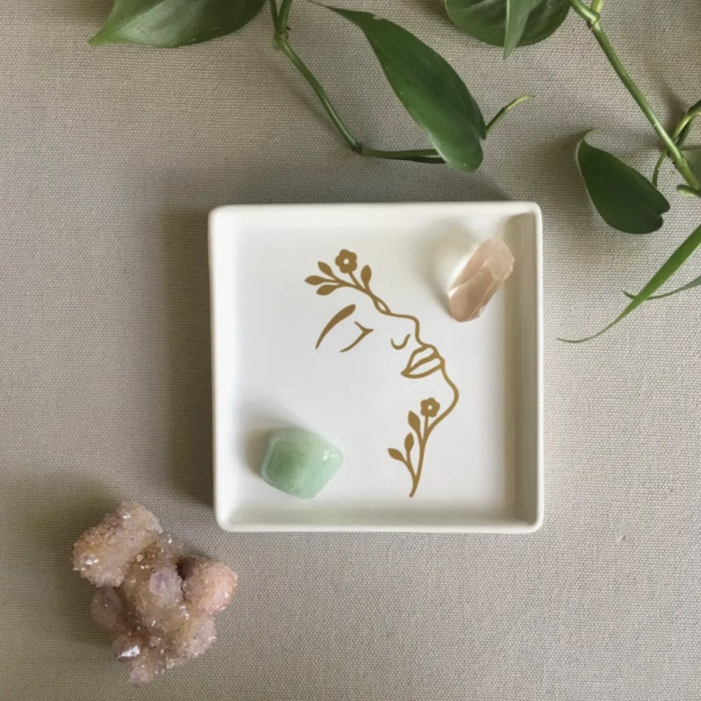 Flower goddess decorative catchall dish for crystals or jewelry