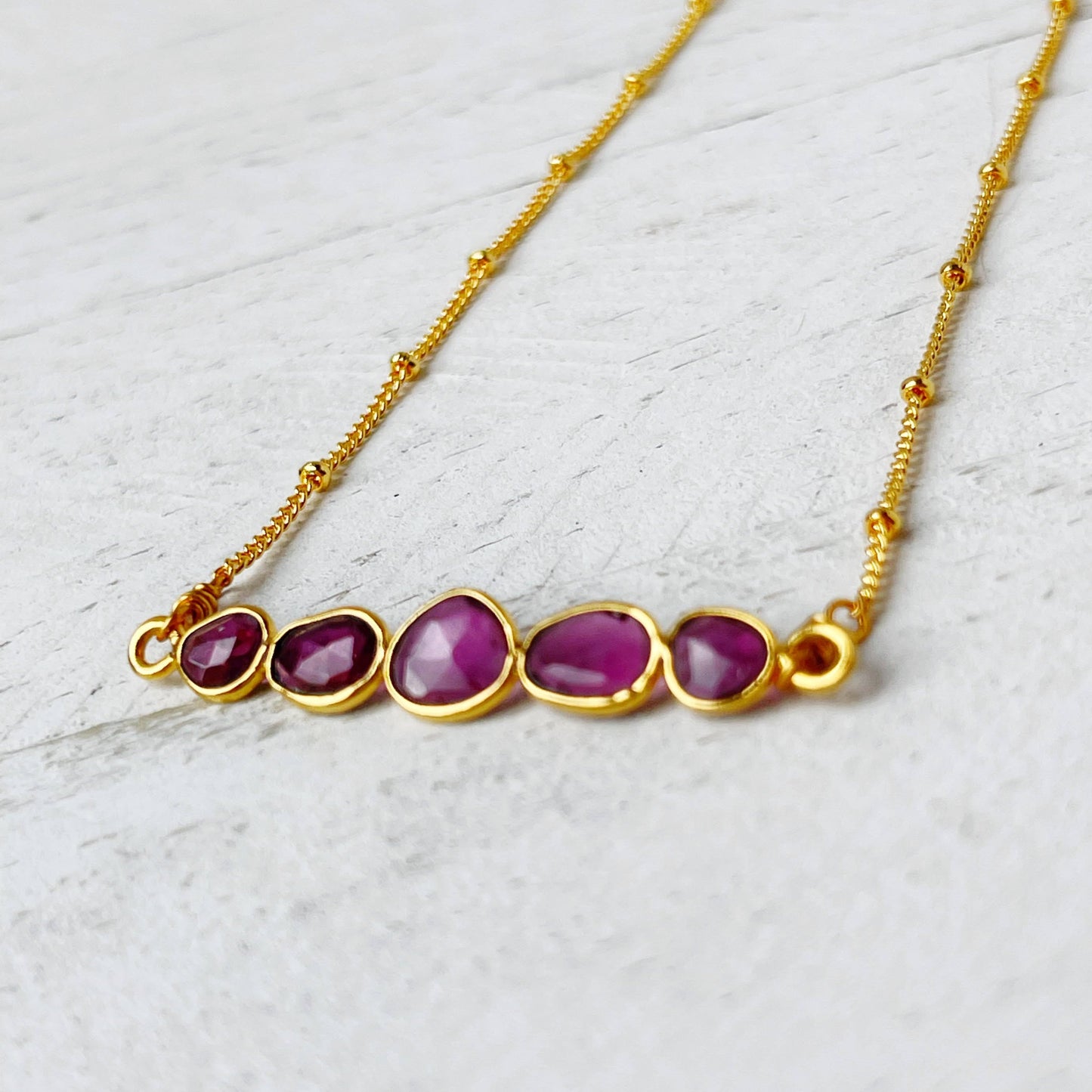 Rhodolite Gemstone gold plated necklace