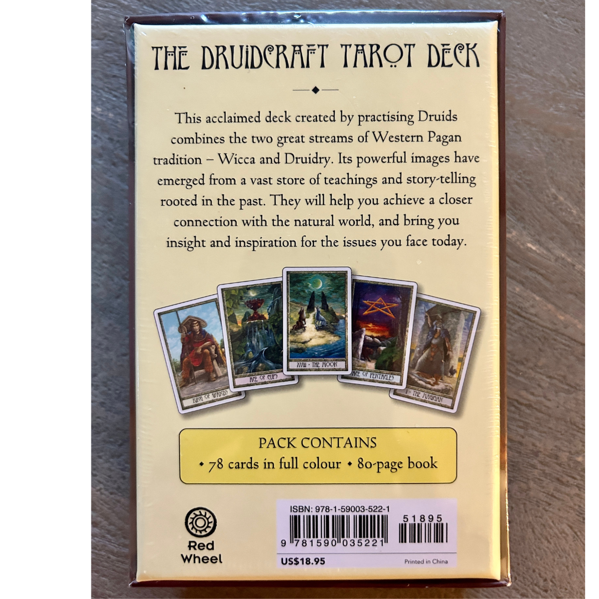 The Druid Craft Tarot Deck Back of box.