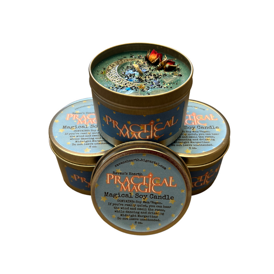 practical magic movie halloween candles with charms and rose buds