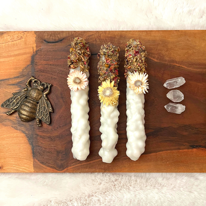 Set of three Witch Candle Holy Mullein Hag Torch