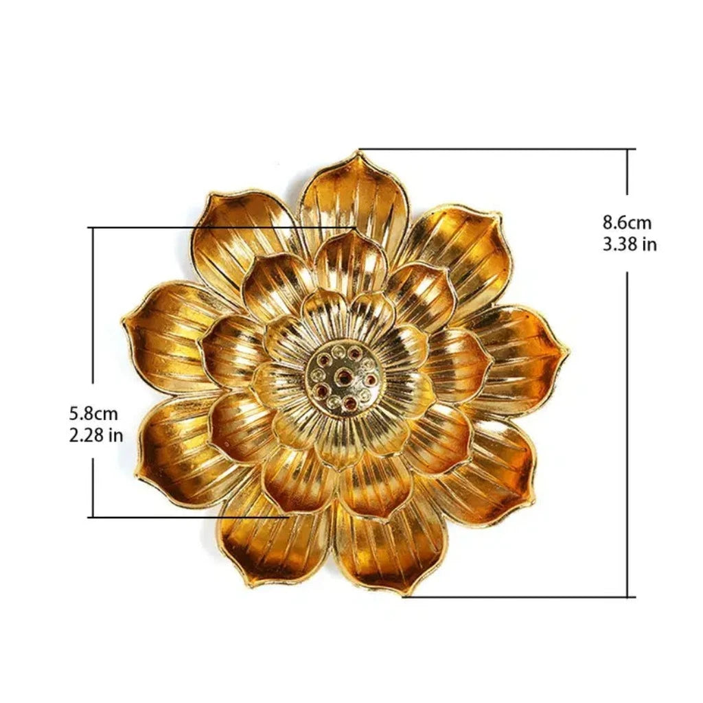 Lotus shaped golden incense burner holder measurements