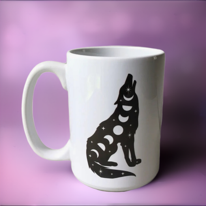 cosmic wolf coffee mug