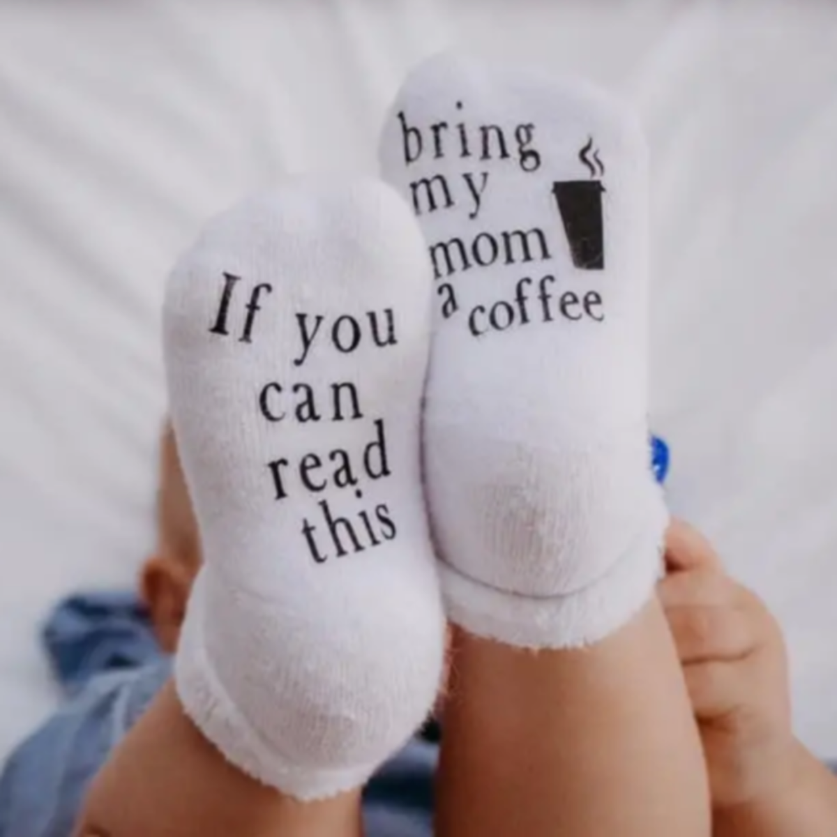 Funny baby socks If you can read this bring my mom a coffee baby socks