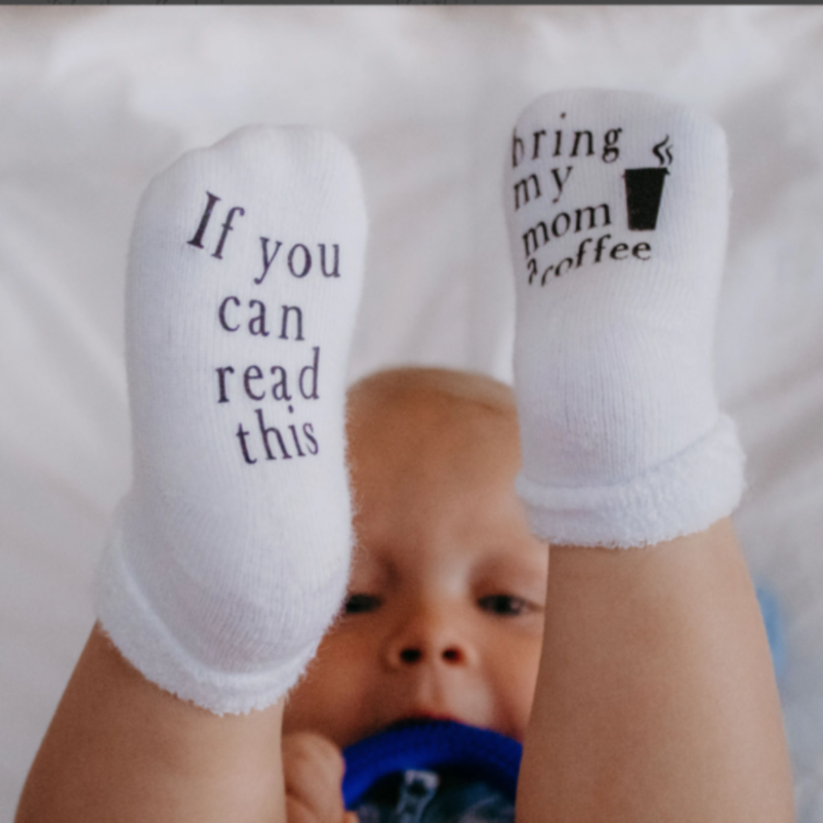 Funny Baby Sock for new moms if you can read this bring my mom a coffee baby socks