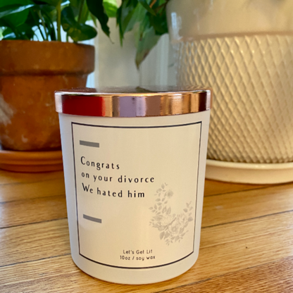 ONGRATULATIONS ON YOUR DIVORCE SOY CANDLE, FUNNY GIFT CANDLE, DIVORCE GIFT, BREAKUP GIFT CANDLE,