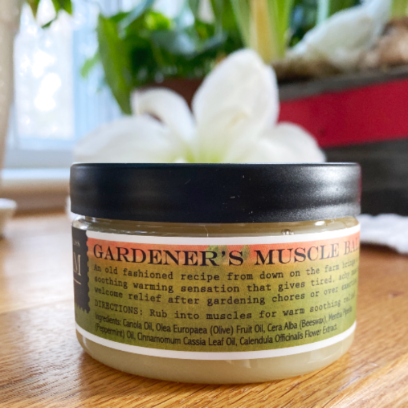 Sweet Grass Farms Gardners natural muscle balm for sore and tired muscles