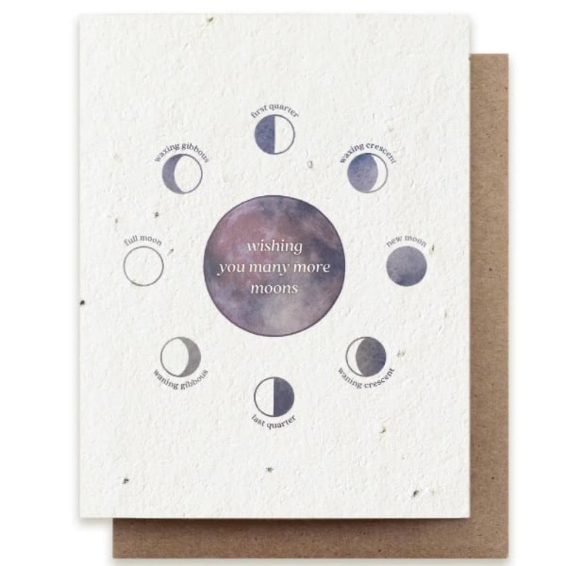 phases of the moon birthday card with plantable seeds