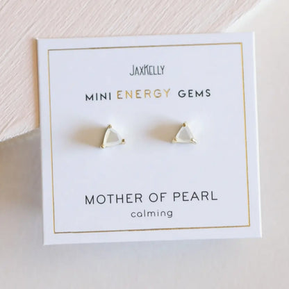 Mini Gem Earrings Mother of Pearl for calming