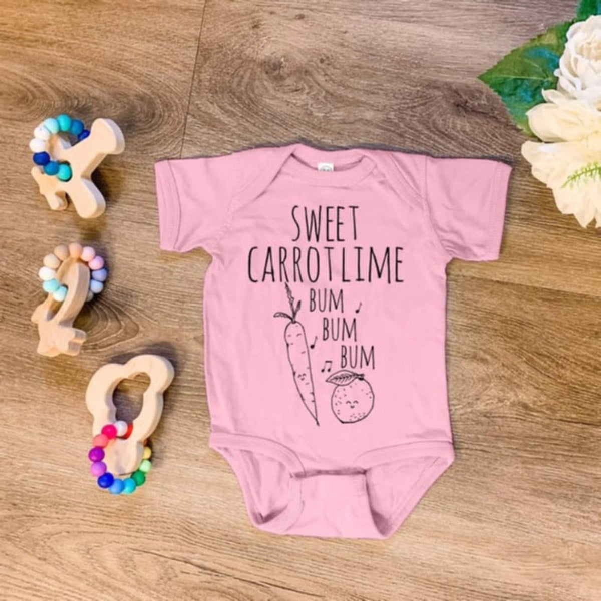 soft baby onesie- sweet-carrot-lime